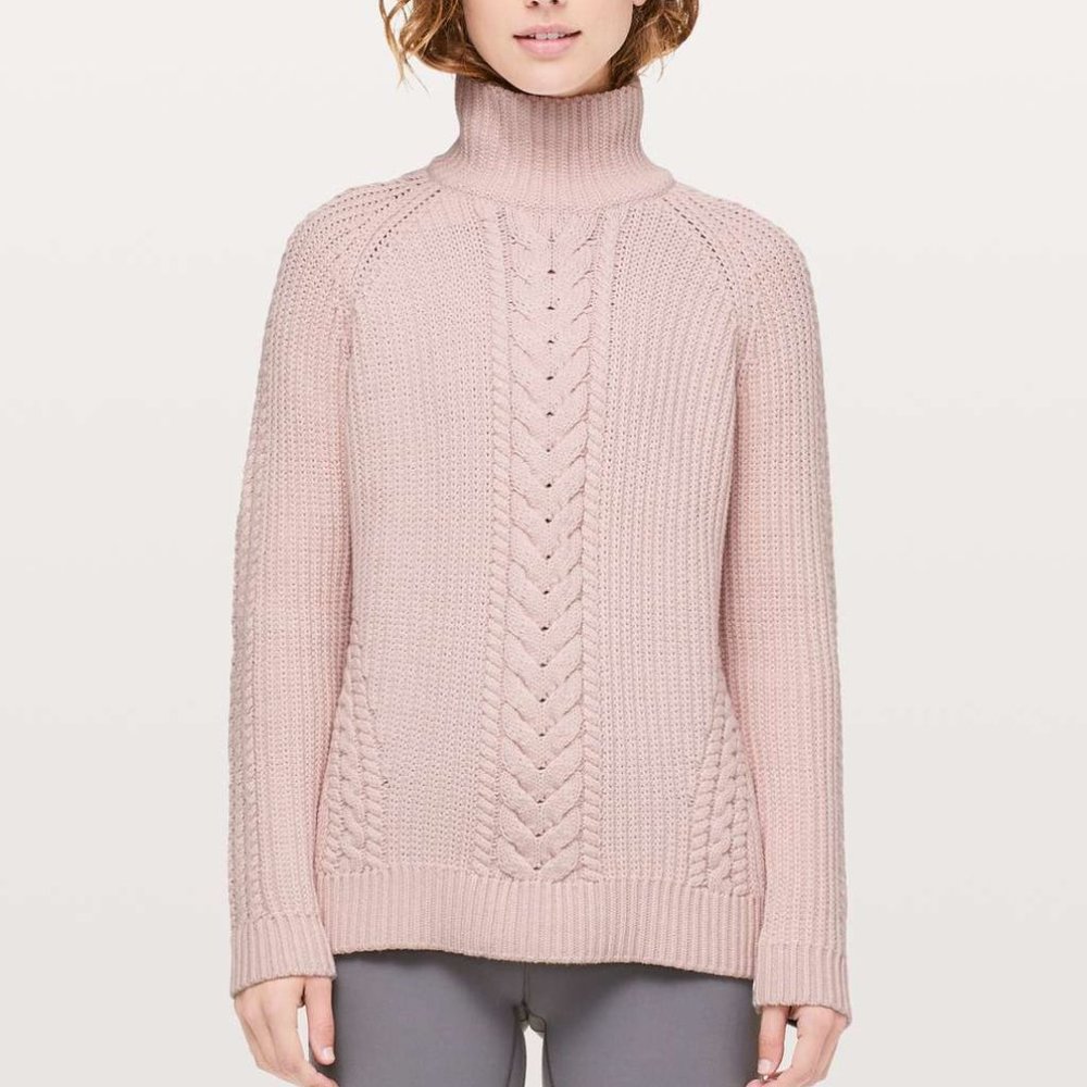 [Lululemon] Bring The Cozy Cable Knit Turtleneck Sweater in Misty Pink 8